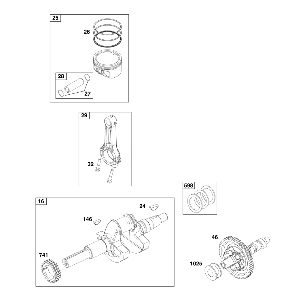 Crankshaft Group Diagram and Parts List for 385447-0111-B5 200000 - 399999 Briggs and Stratton Engine
